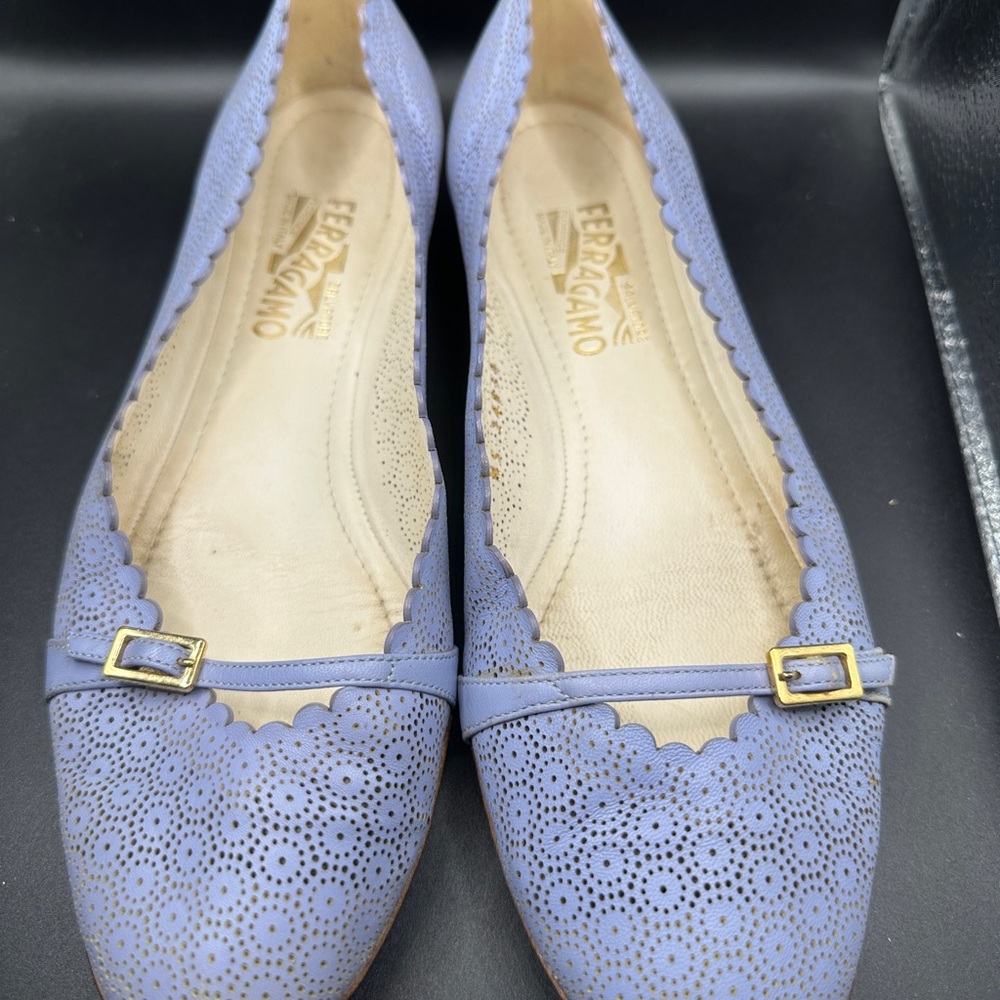 Salvatore Ferragamo Periwinkle Scalloped Flats
